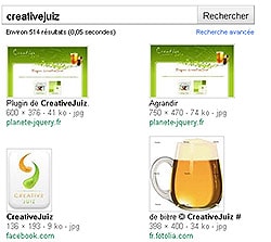 Aperçu d'une recherche Google Images