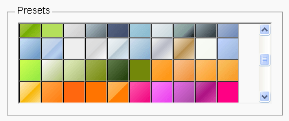 Mozaïque de dégradés présentant les préréglages de l'éditeur