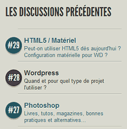 Liste des anciennes discussions