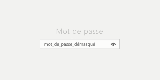 Champ fourni d'un bouton à droite pour démasquer le mot de passe.