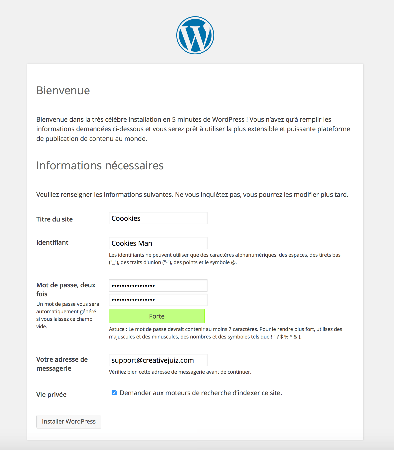 WordPress Installation en 5 minutes