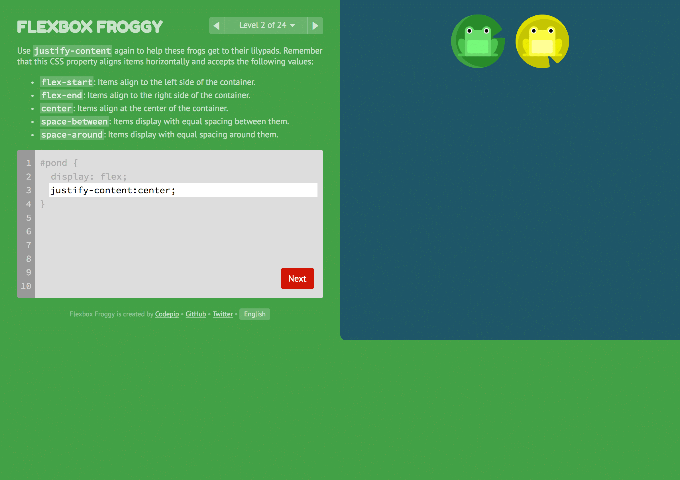 Flexbox Froggy Game