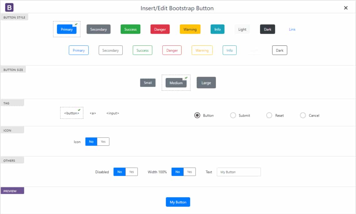 TinyMCE Bootstrap plugin