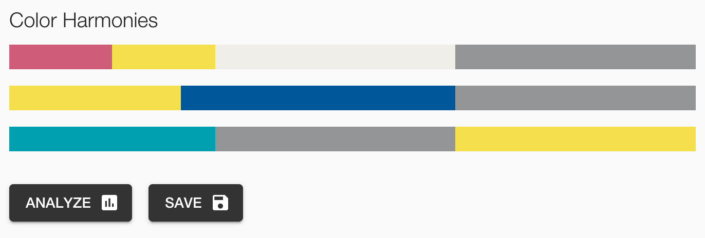 Une harmonie de couleur et les boutons d'accès aux outils d'analyse